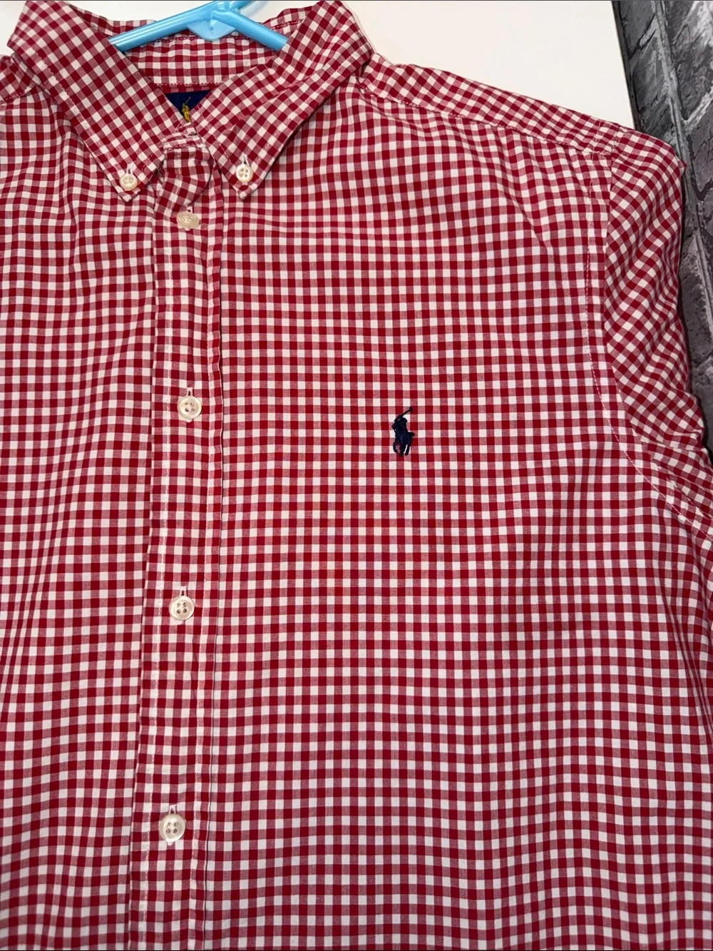 Ralph Lauren Red & White Gingham Short-Sleeve Button-Down Shirt